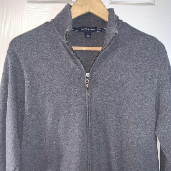 Lands Ends Gray Athletic Performance Full Zip Long Sleeved Jacket Size Medium - Picture 3 of 6